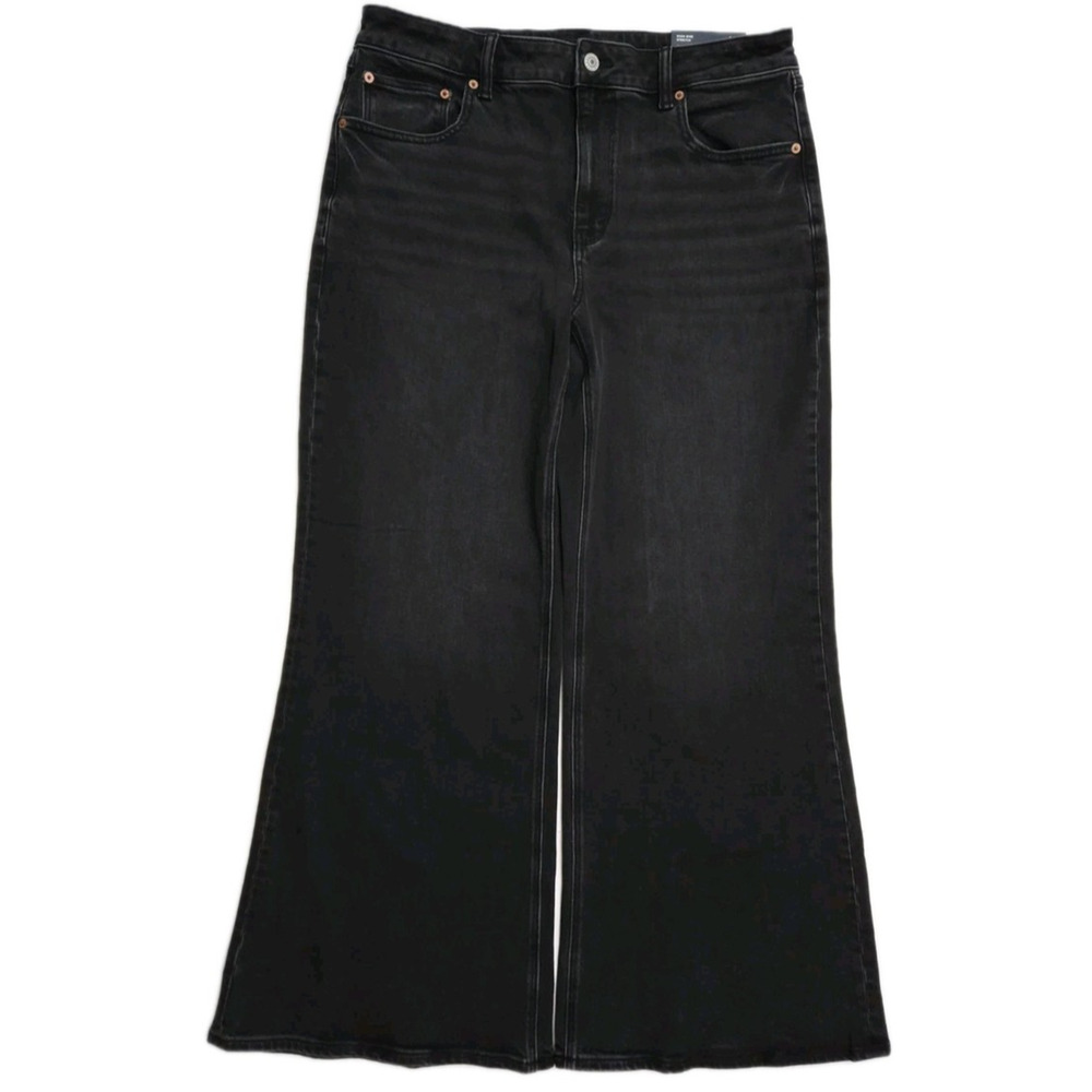 American Eagle High Rise Flare Jeans Women's Size 12 Black Stretch Denim New
